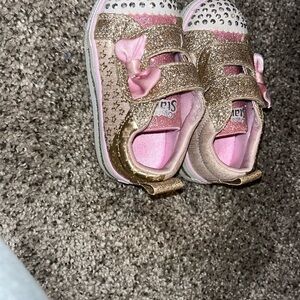 Glittery Gold and Pink Kids Shoes